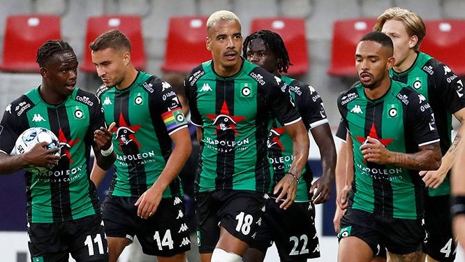 Cercle Brugge players celebrate a goal in the Pro League