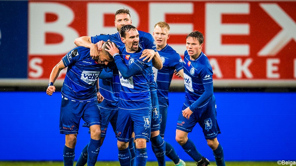 Gent celebrate a goal in the Belgian Pro League