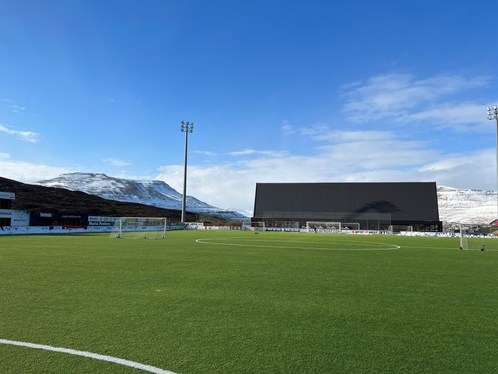 RunavÃ­k Stadium in the Faroe Islands, home to NSI Runavik.