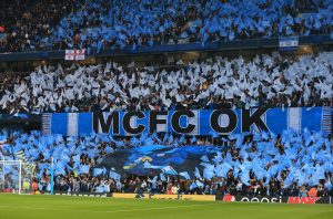 Manchester City fans pre-match at the Etihad Stadium