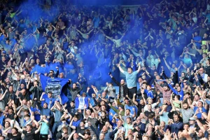 Everton fans during an away game in the Premier League