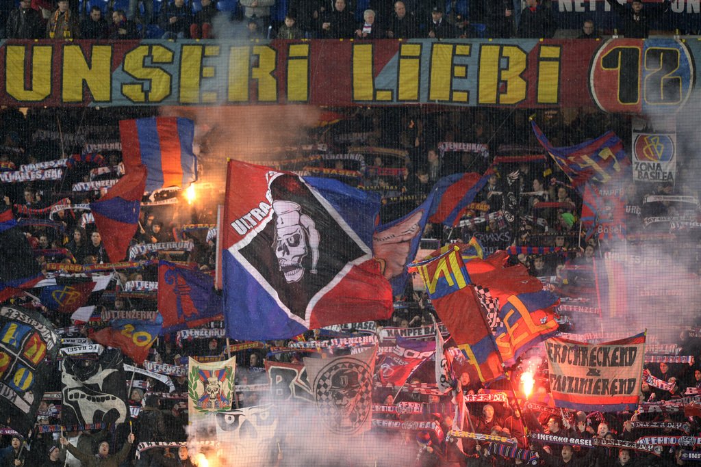 FC Basel fans before a Europa Conference League tie