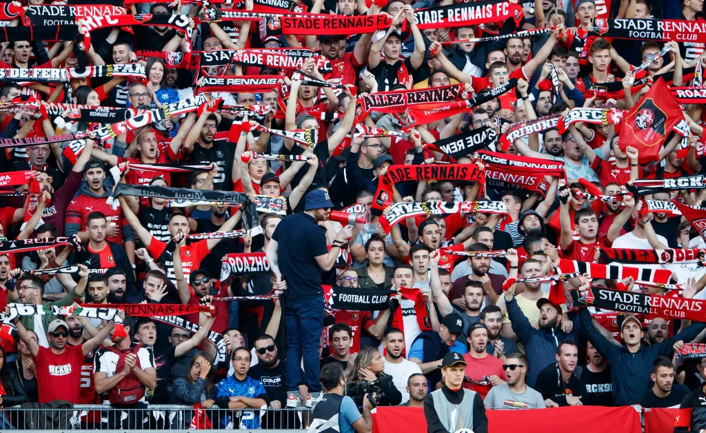 Rennes fans before a Europa League fixture