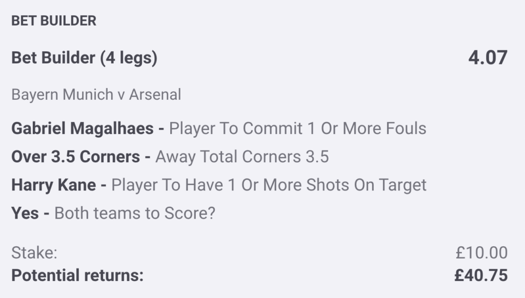 corners betting part of a bet builder