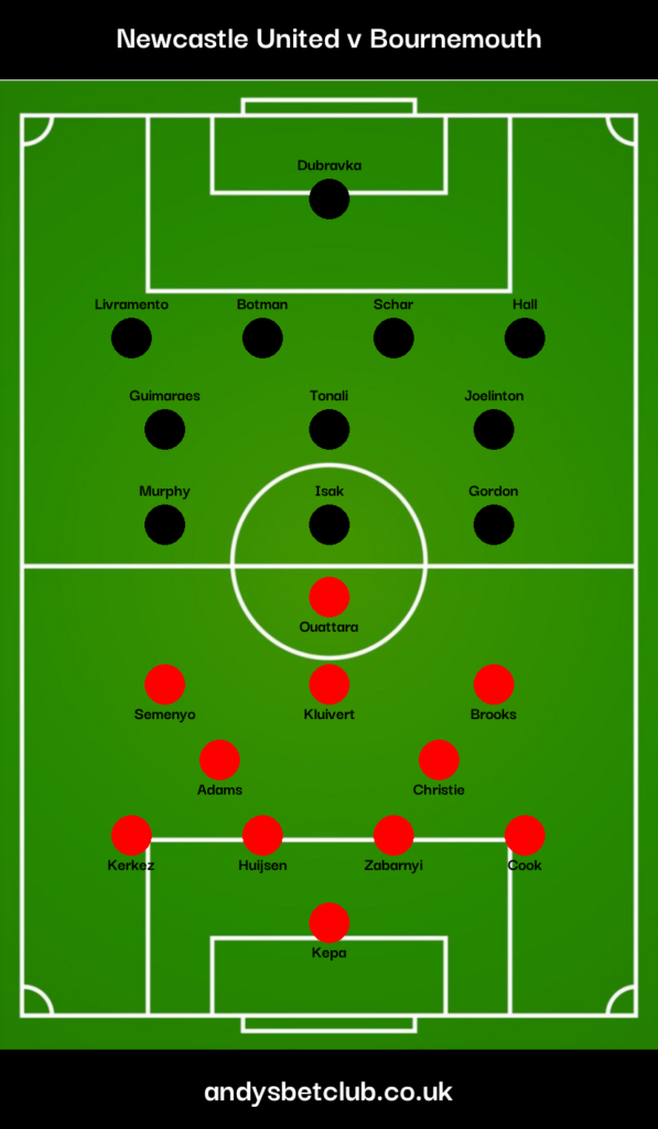 Newcastle v Bournemouth Predicted XI