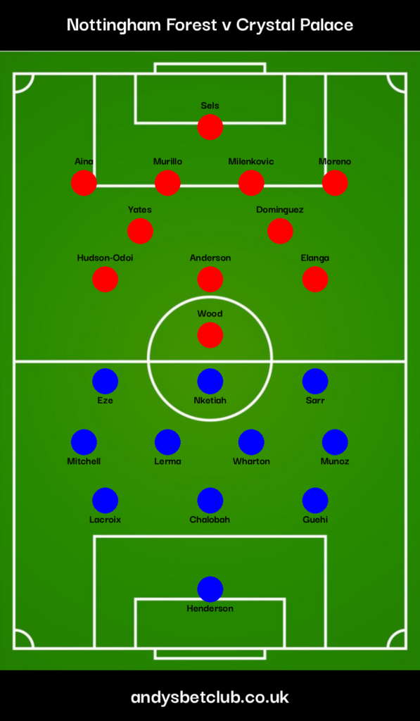 Nottingham Forest v Crystal Palace Predicted XI